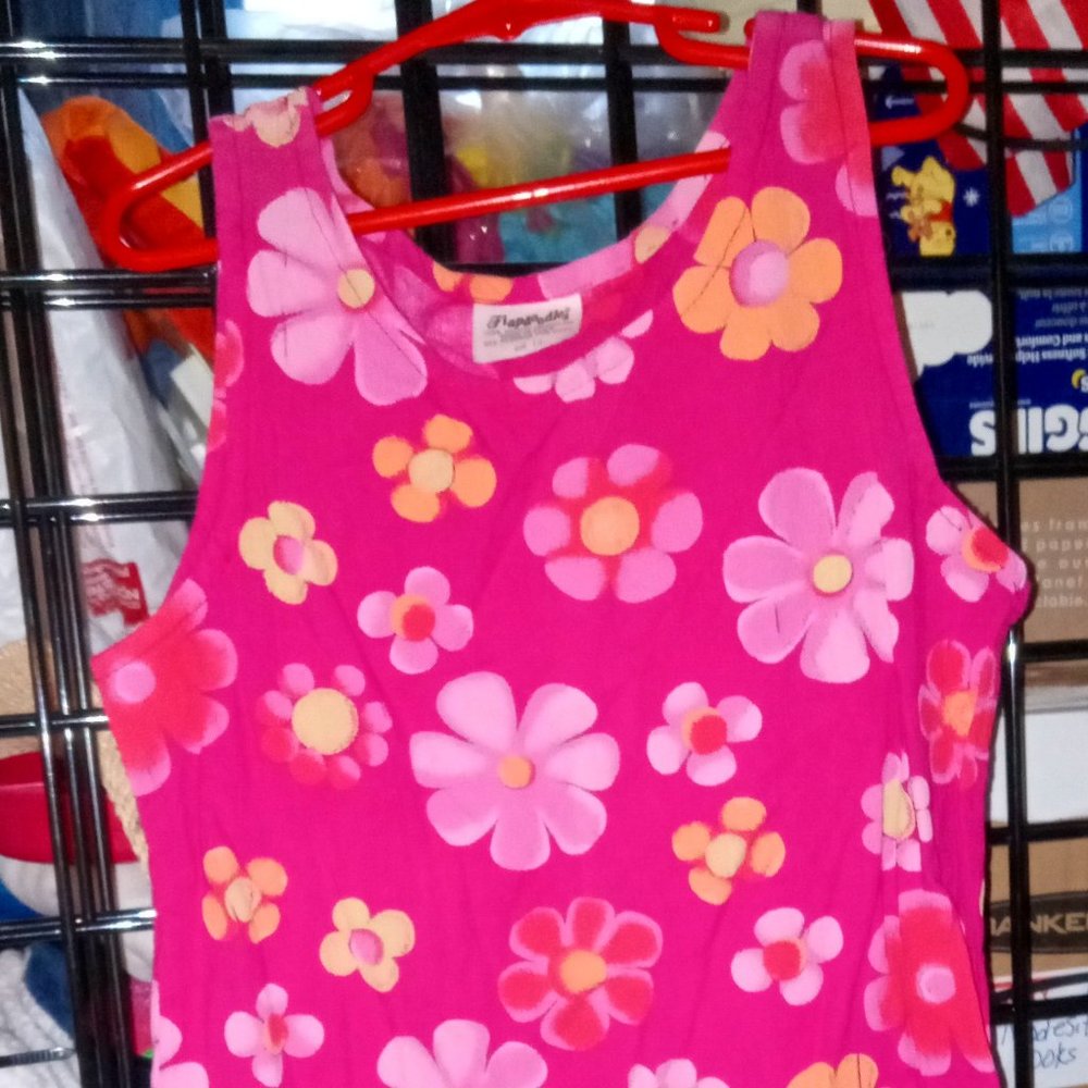 Flapdoodles Girl's cotton Dress Pink Floral made in USA Spring Summer
